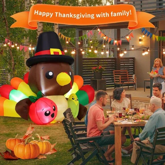 6.3 FT LED Inflatable Turkey with Tomato & Corn – Perfect Thanksgiving Decor - Picture 4 of 6